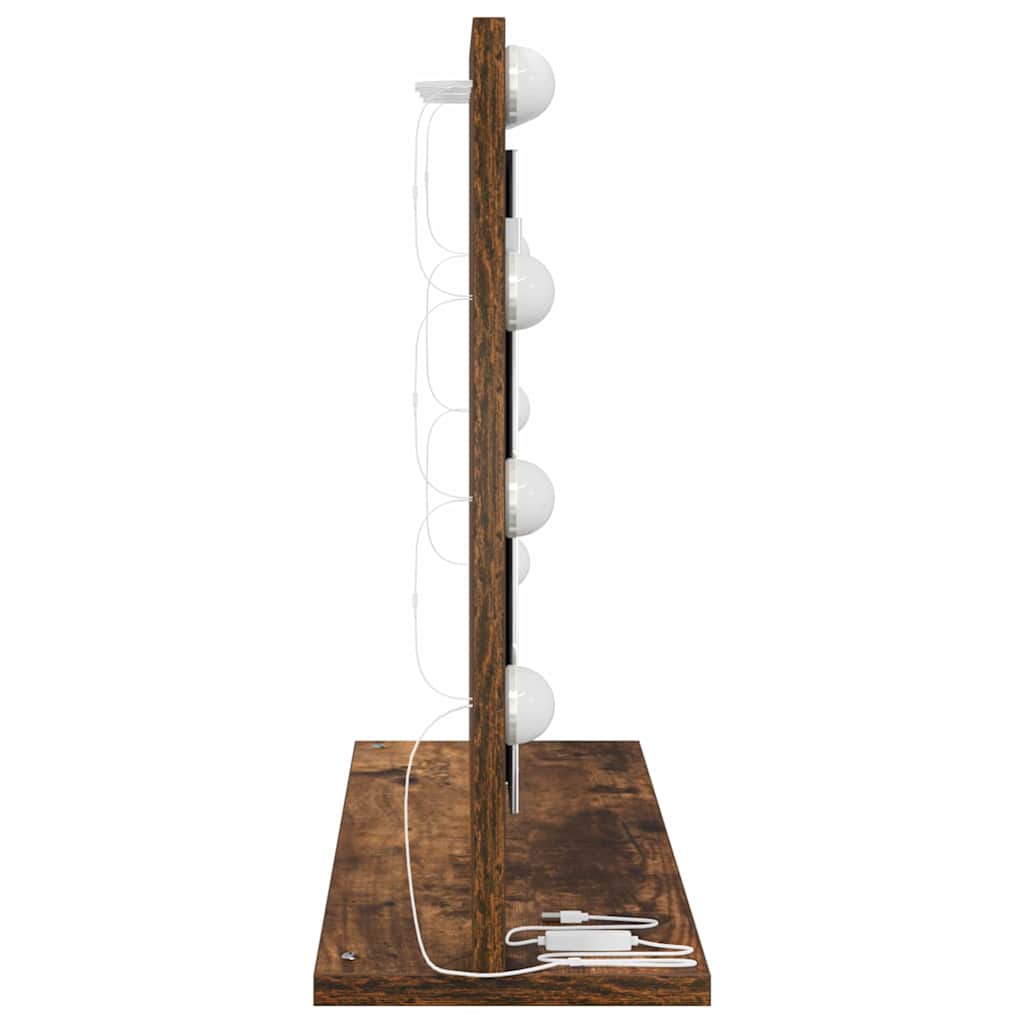 vidaXL Καθρέφτης τουαλέτας με καθρέφτη Καπνιστό Δρύς 60 x 45 x 18 εκ.