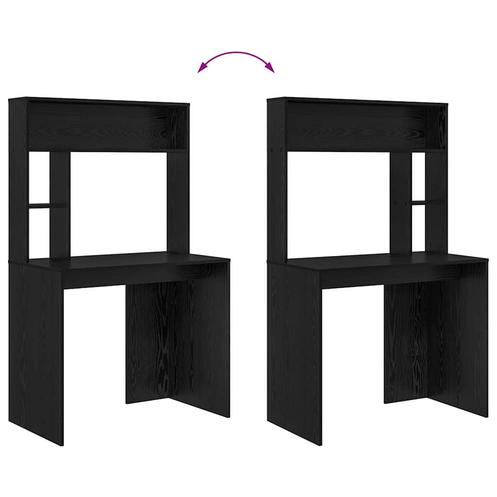 vidaXL Γραφείο με ράφι Μαύρη δρυς 91 x 50 x 149 εκ Επεξεργασμένο ξύλο