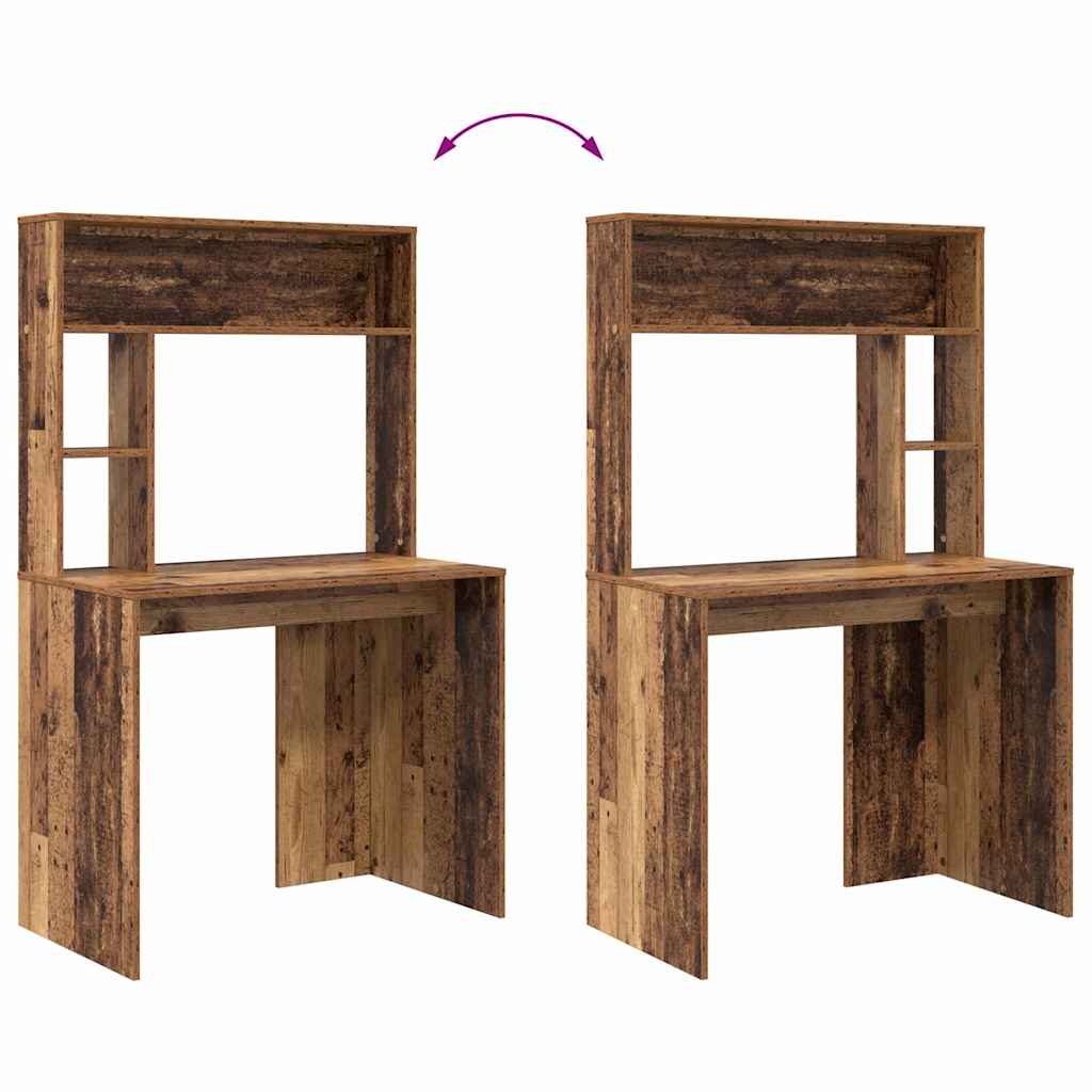 vidaXL Γραφείο με ράφι Παλαιό ξύλο 91 x 50 x 149 εκ Επεξεργασμένο ξύλο