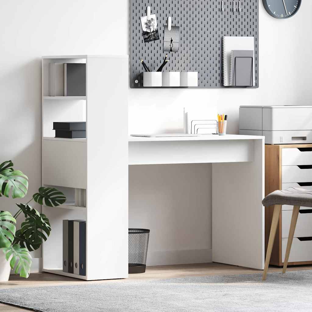 vidaXL Γραφείο με ράφι Λευκό 113 x 54 x 120 εκ. Επεξεργασμένο ξύλο