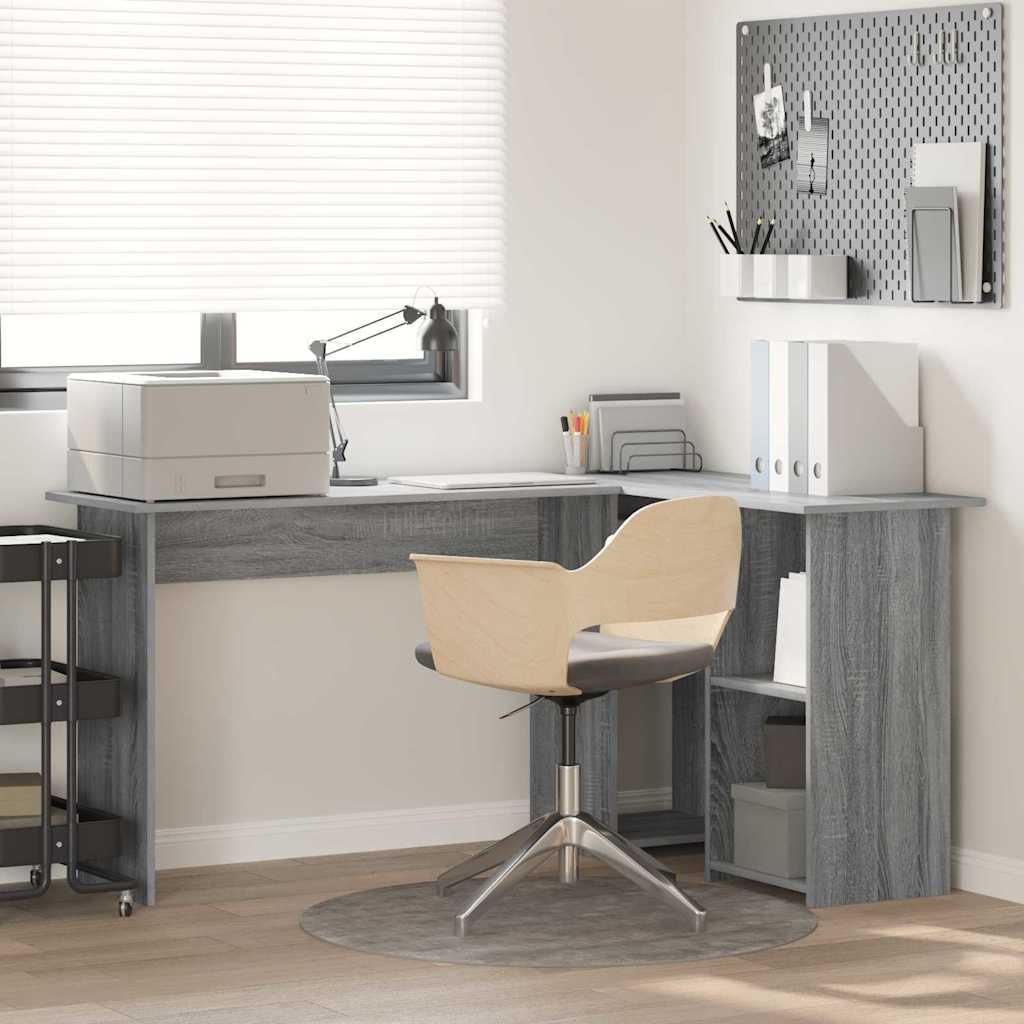 vidaXL Γραφείο Γκρι sonoma 142 x 102 x 73 εκ Επεξεργασμένο ξύλο