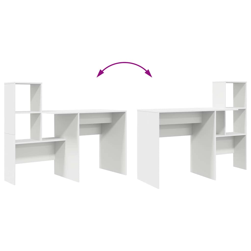 vidaXL Γραφείο με ράφι Λευκό 131.5 x 50 x 106.5 εκ. Επεξεργασμένο ξύλο