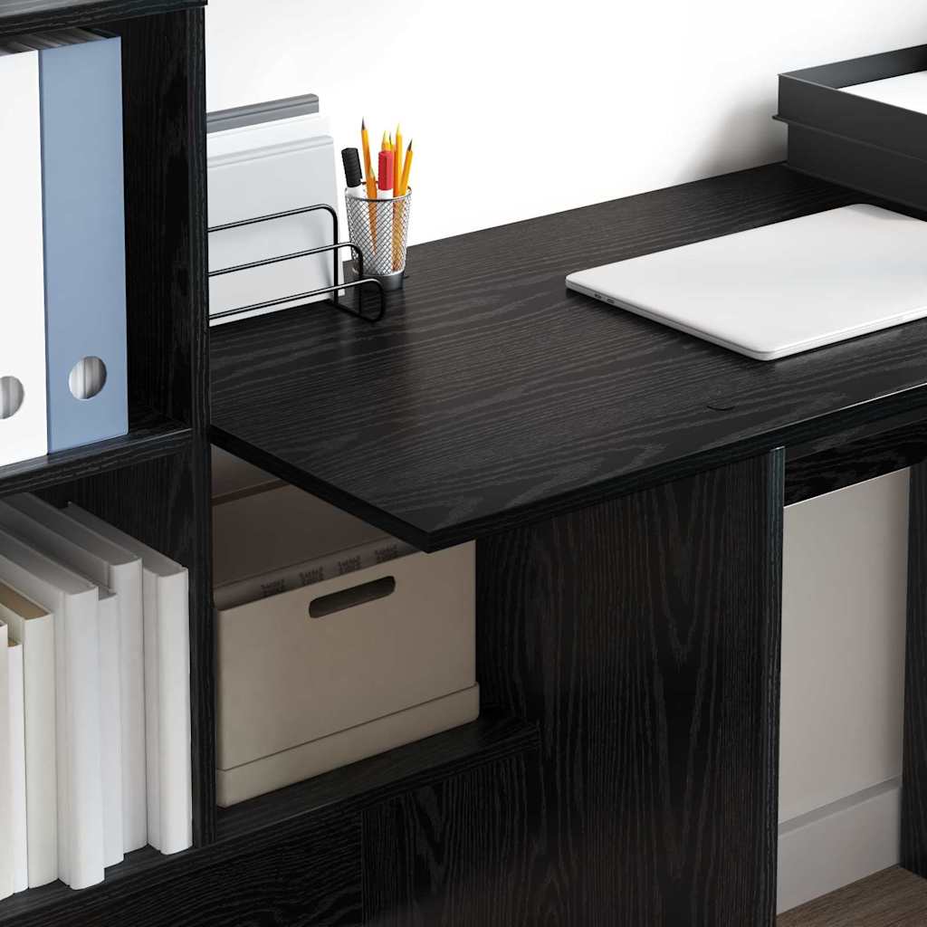 vidaXL Γραφείο Μαύρη δρυς 131.5 x 50 x 106.5 εκ. Επεξεργασμένο ξύλο