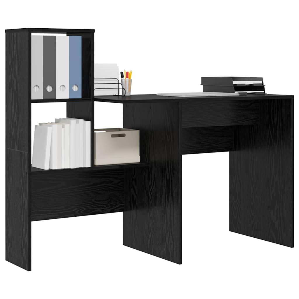 vidaXL Γραφείο Μαύρη δρυς 131.5 x 50 x 106.5 εκ. Επεξεργασμένο ξύλο