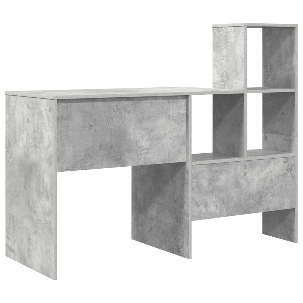 vidaXL Γραφείο με ράφι Γκρι σκυροδέματος 131.5 x 50 x 106.5 εκ.