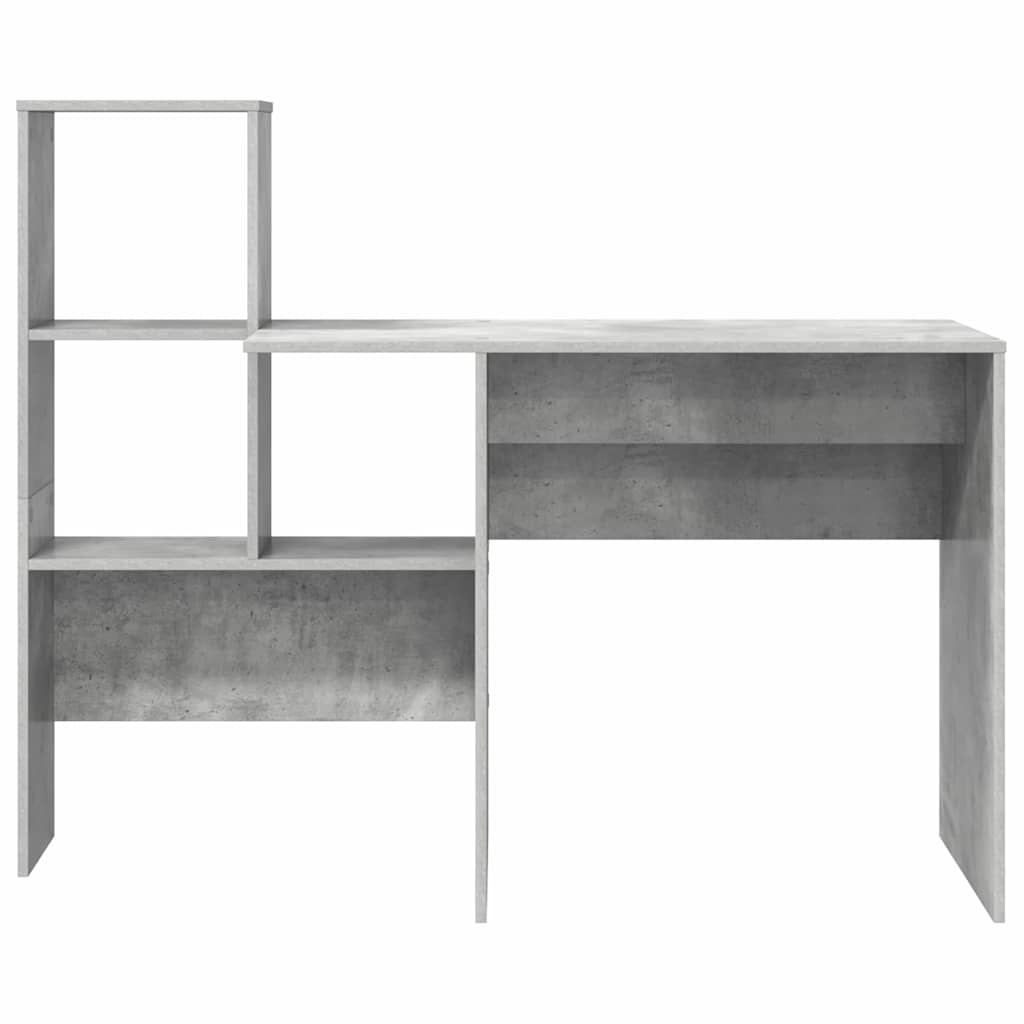 vidaXL Γραφείο με ράφι Γκρι σκυροδέματος 131.5 x 50 x 106.5 εκ.