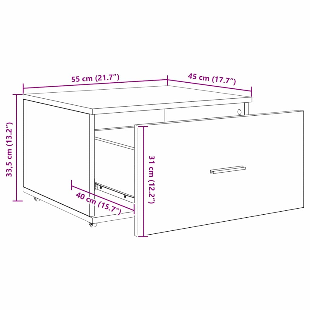 vidaXL Ντουλάπι με Συρτάρια 55 x 45 x 31 εκ Γκρίζο Σονομα