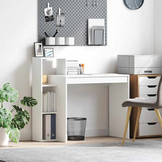 vidaXL Γραφείο με ράφι Λευκό 100 x 40 x 90 cm Επεξεργασμένο ξύλο