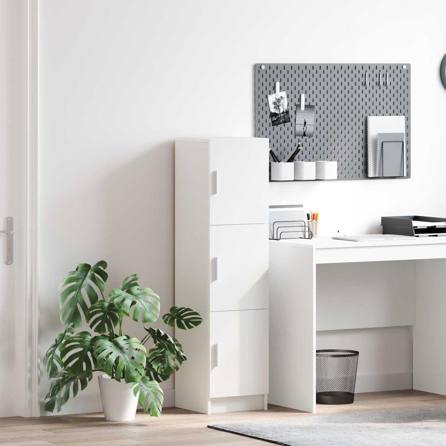 vidaXL Ψηλή Ντουλάπα Λευκό 31,5 x 32 x 124 εκ Επεξεργασμένο ξύλο