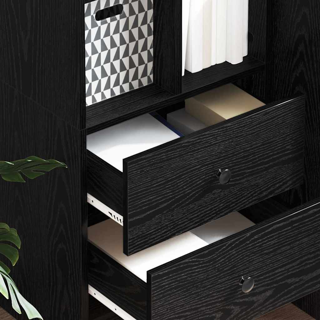 vidaXL Highboard Μαύρη δρυς 45.5 x 34 x 127 εκ Επεξεργασμένο ξύλο