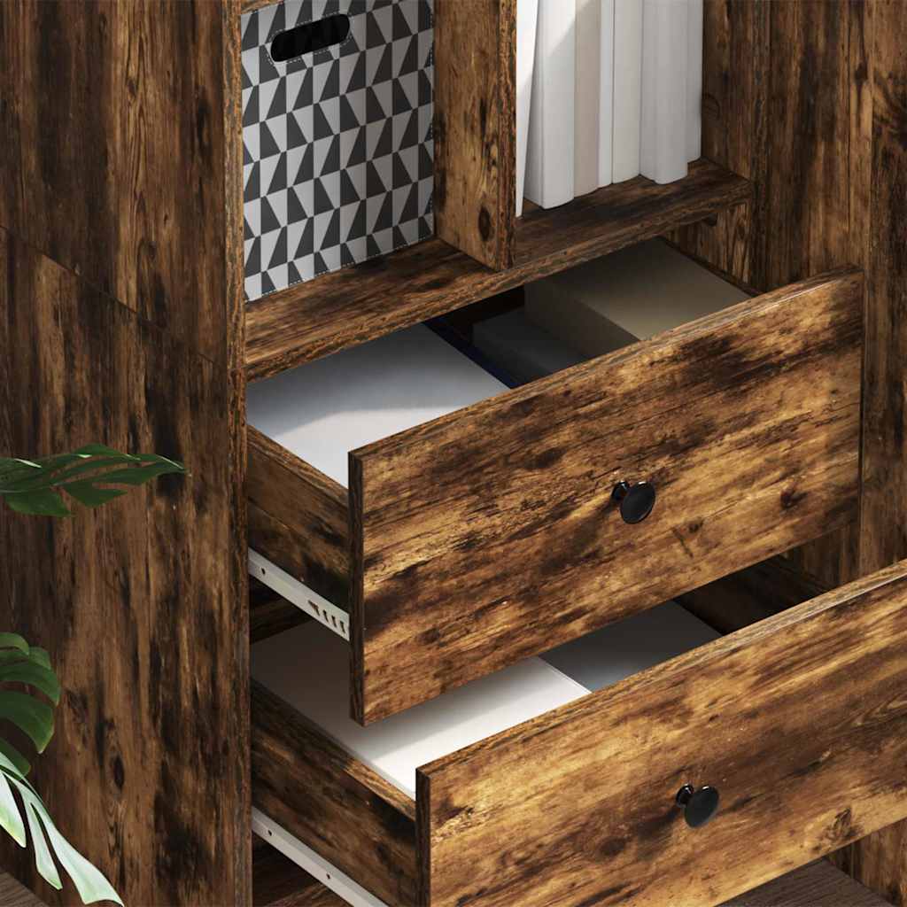 vidaXL Highboard με συρτάρι Καπνιστό Δρύς 45,5 x 34 x 127 εκ