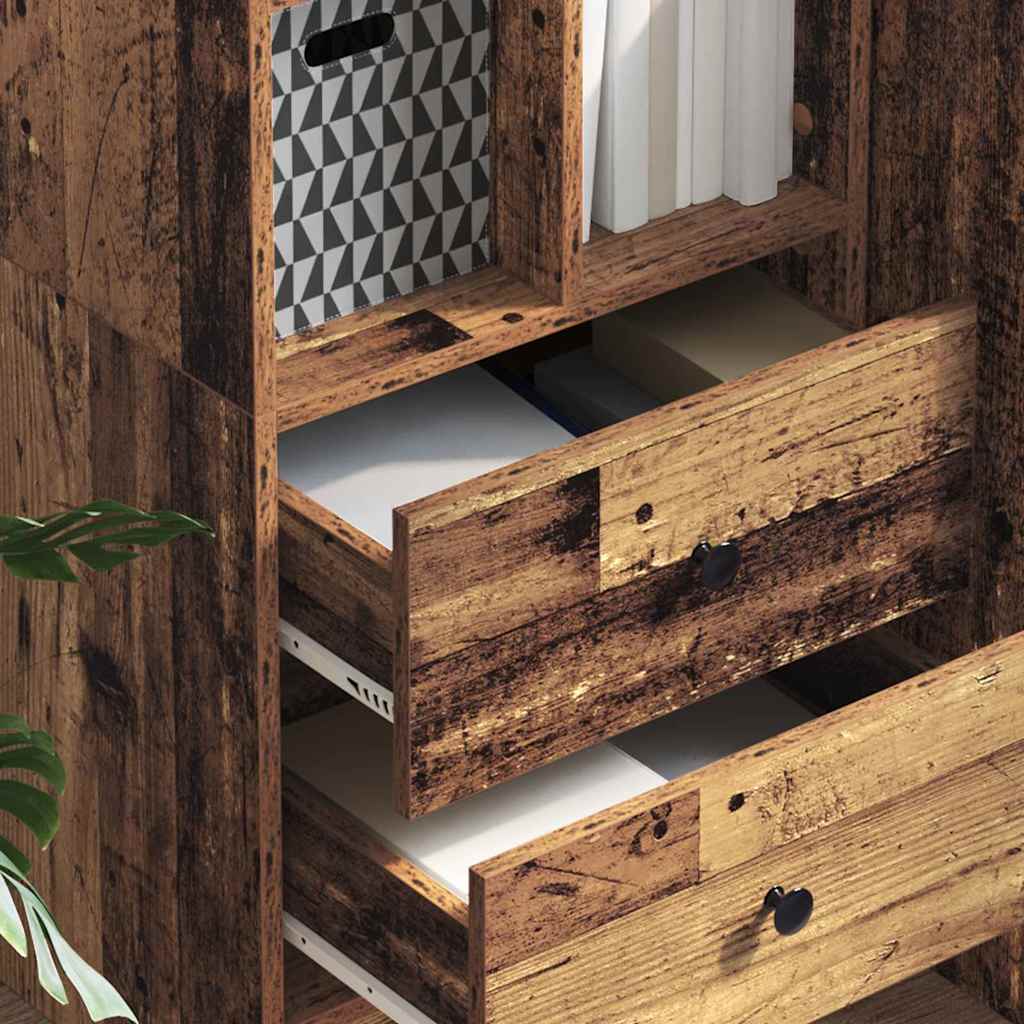 vidaXL Highboard με συρτάρι Παλιό ξύλο 45,5 x 34 x 127 εκ