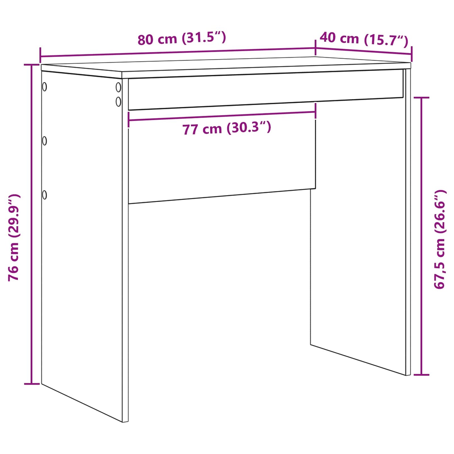 vidaXL Γραφείο Λευκό 80 x 40 x 76 εκ.