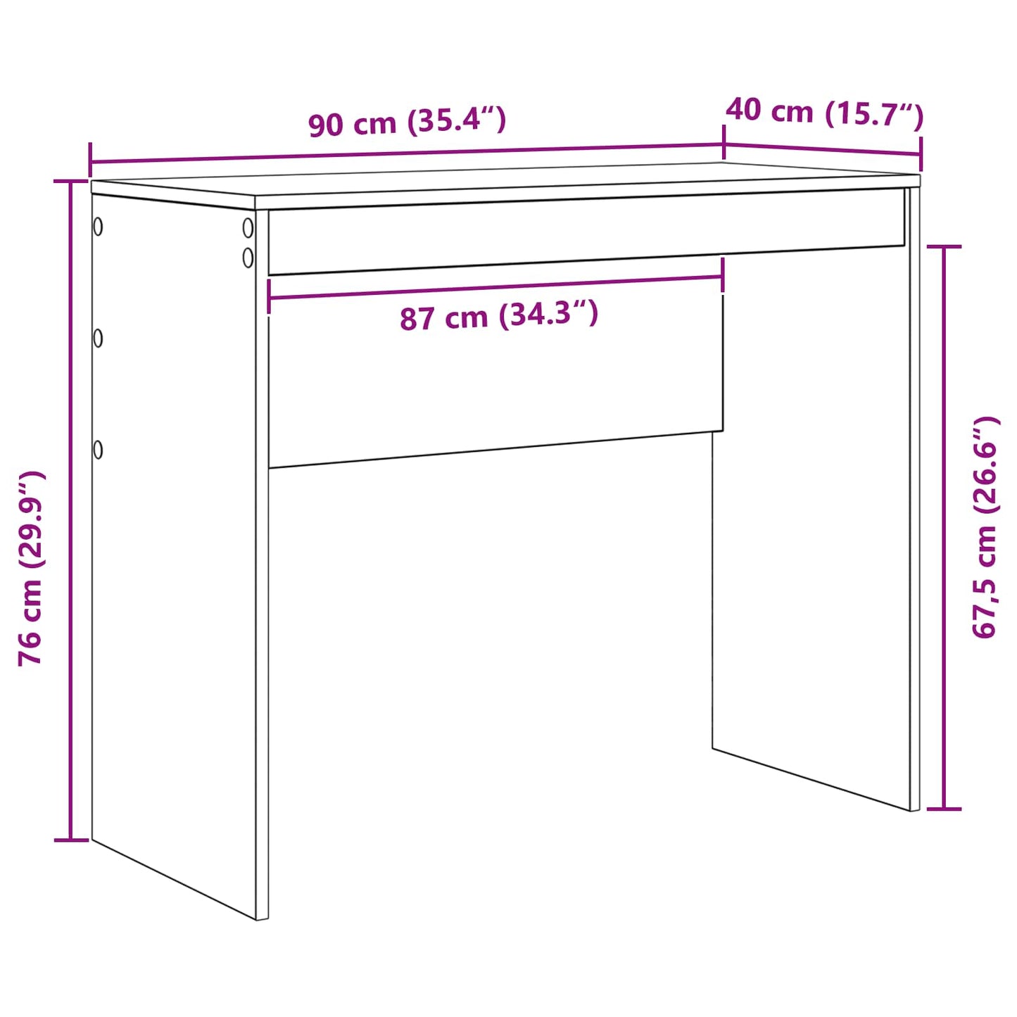 vidaXL Γραφείο Λευκό 90 x 40 x 76 εκ.