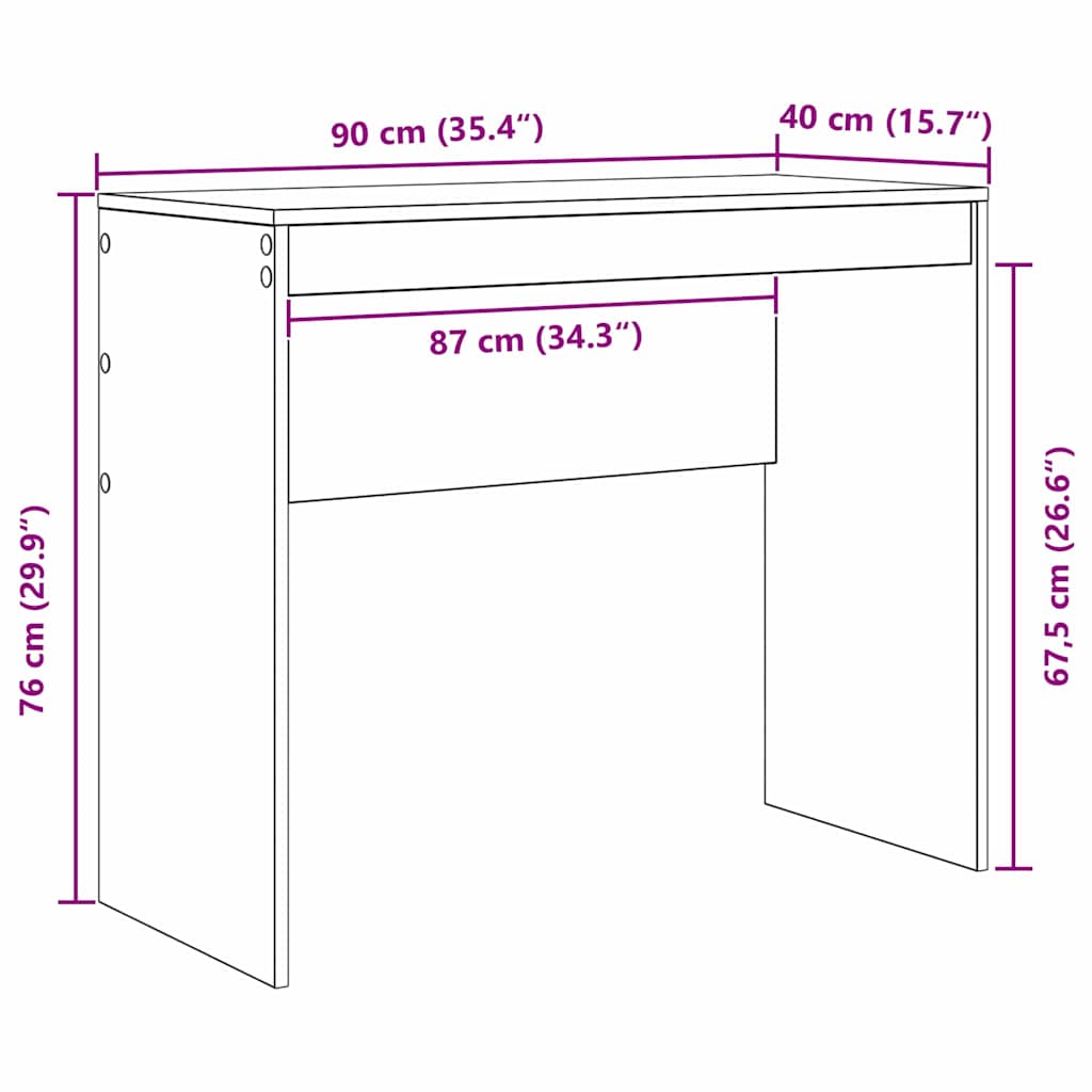 vidaXL Γραφείο Άλλο Μαύρη δρυς 90 x 40 x 76 εκ. Επεξεργασμένο ξύλο
