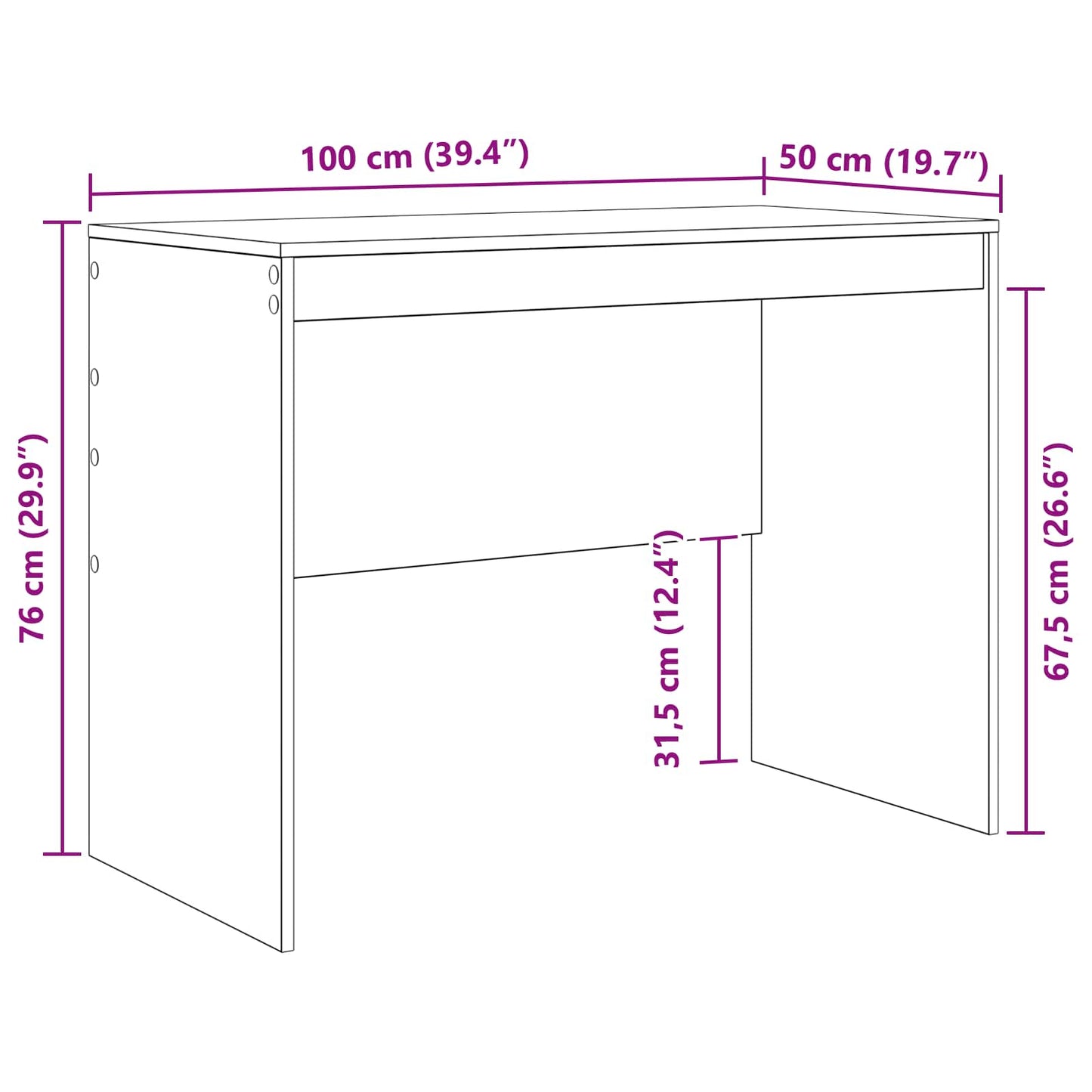 vidaXL Γραφείο Λευκό 100 x 50 x 76 εκ.