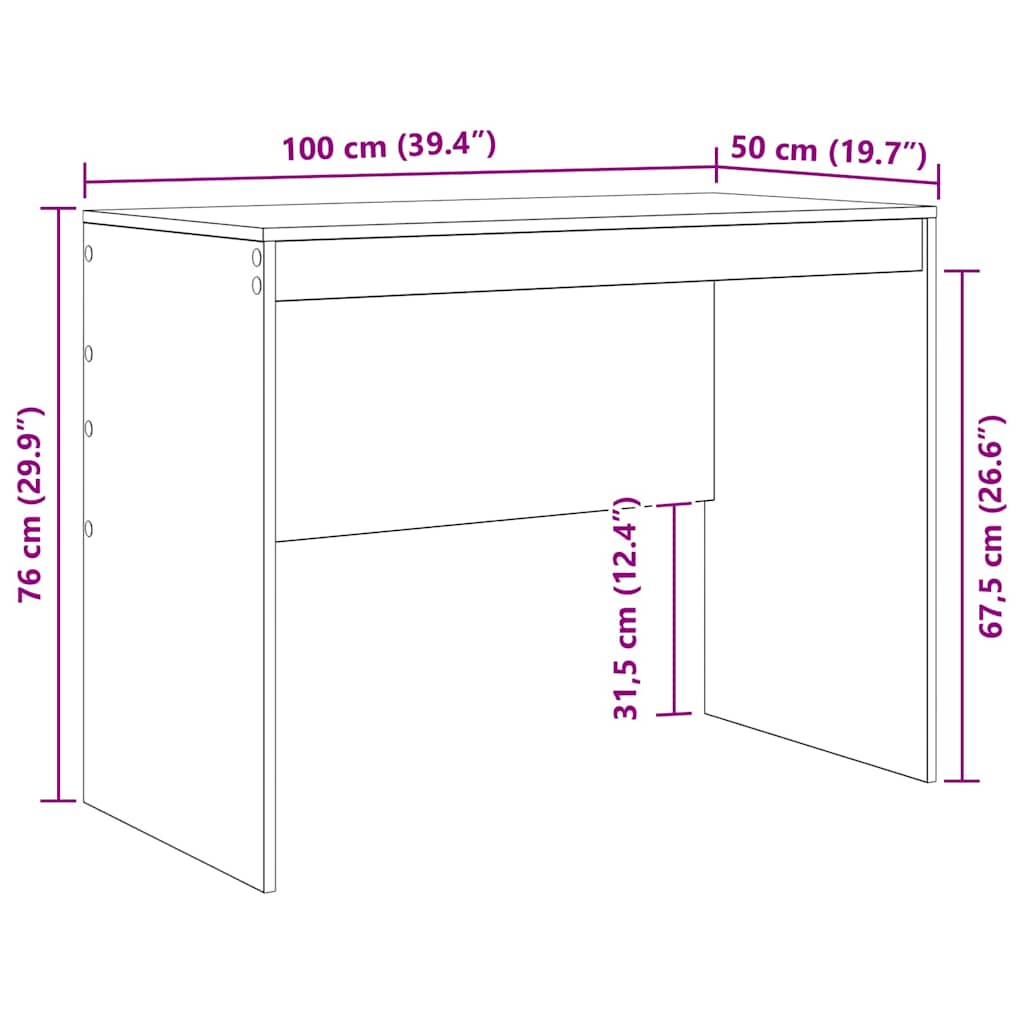 vidaXL Γραφείο Άλλο Καπνιστή δρυς 100 x 50 x 76 εκ. Επεξεργασμένο ξύλο