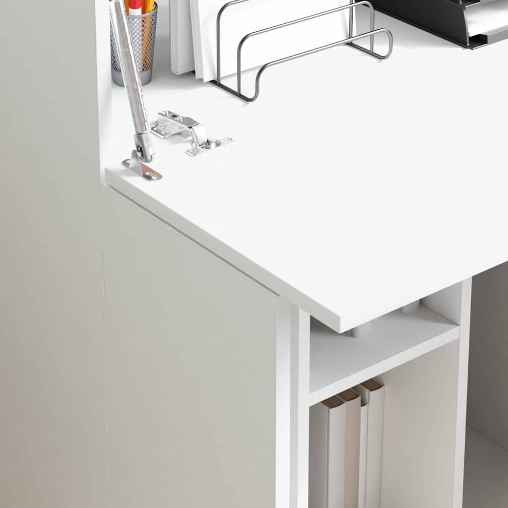 vidaXL Γραφείο με ράφι Λευκό 71.5 x 31.5 x 106.5 εκ Επεξεργασμένο ξύλο