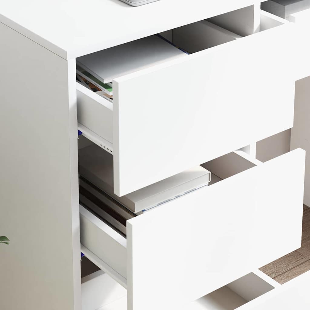 vidaXL Γραφείο με συρτάρι Λευκό 90 x 37.5 x 75 εκ Επεξεργασμένο ξύλο
