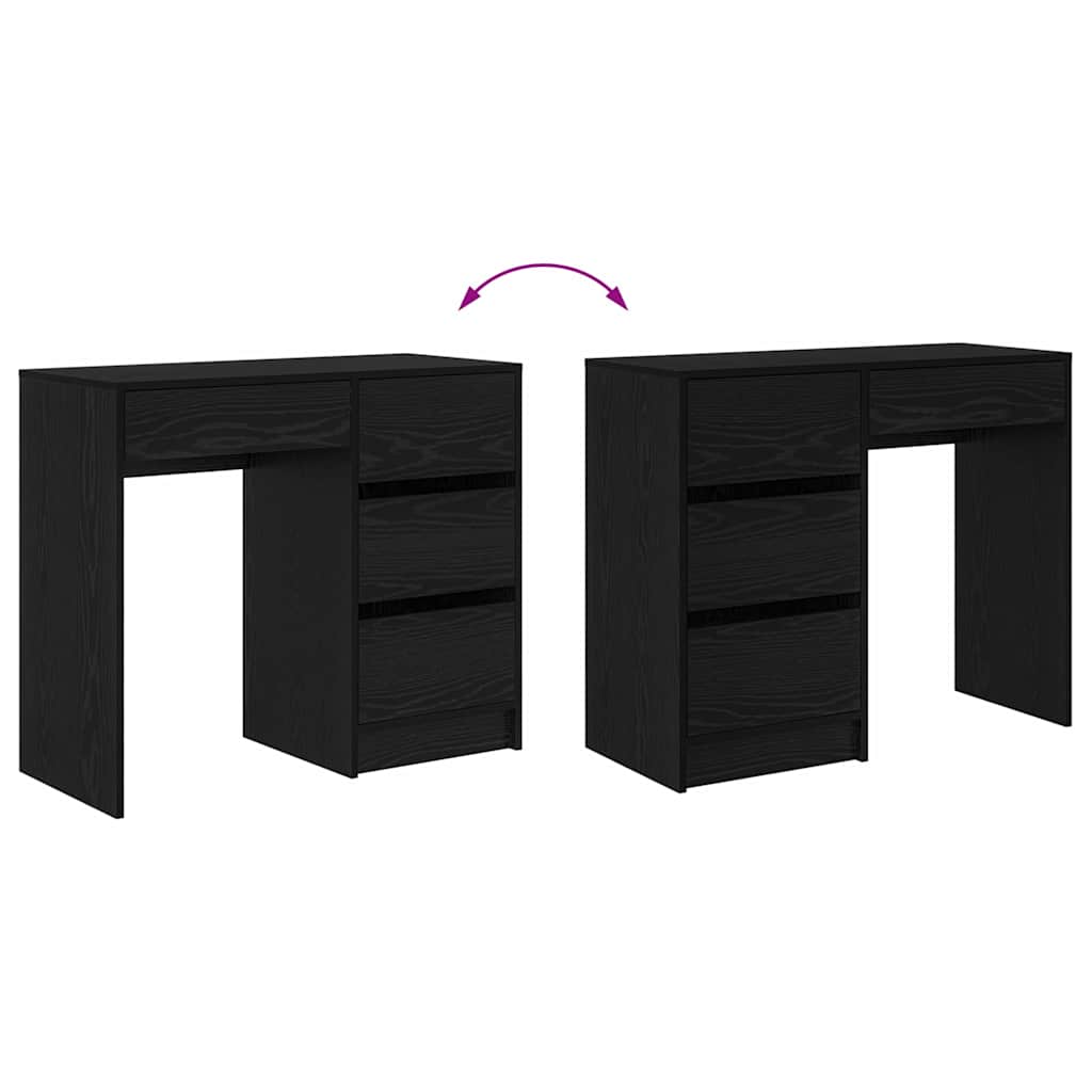 vidaXL Γραφείο με ράφι Μαύρη δρυς 90 x 37.5 x 75 εκ Επεξεργασμένο ξύλο