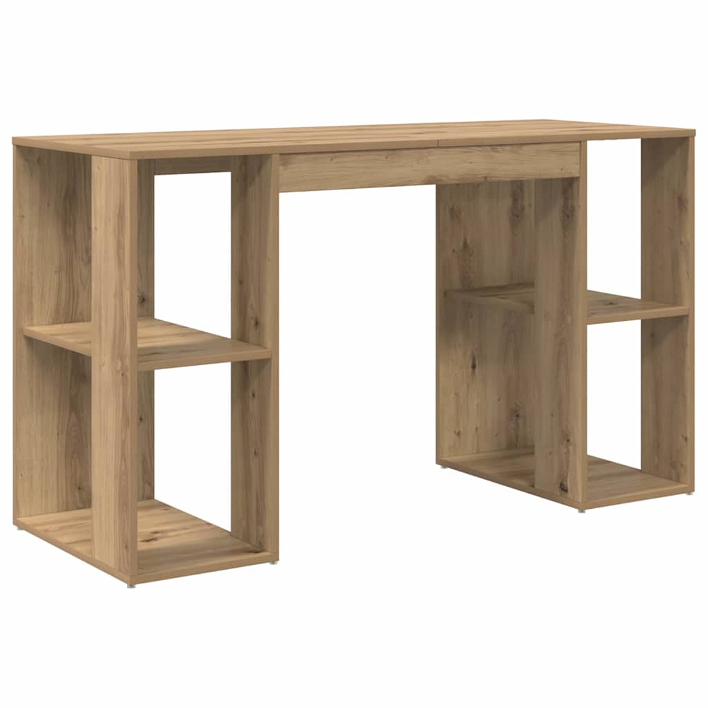 vidaXL Γραφείο με Αποθήκευση με ράφι artisan δρυς 130 x 50.5 x 75 εκ