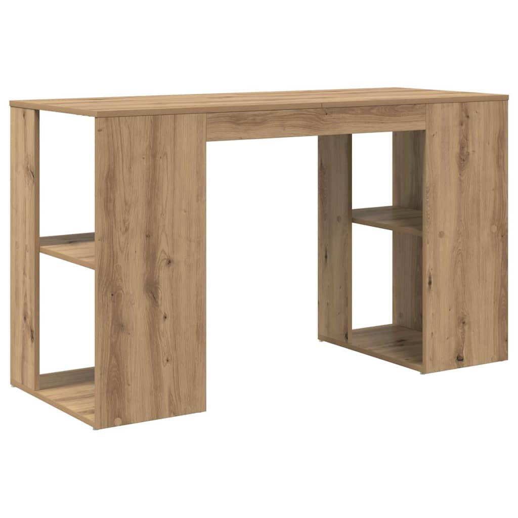 vidaXL Γραφείο με Αποθήκευση με ράφι artisan δρυς 130 x 50.5 x 75 εκ