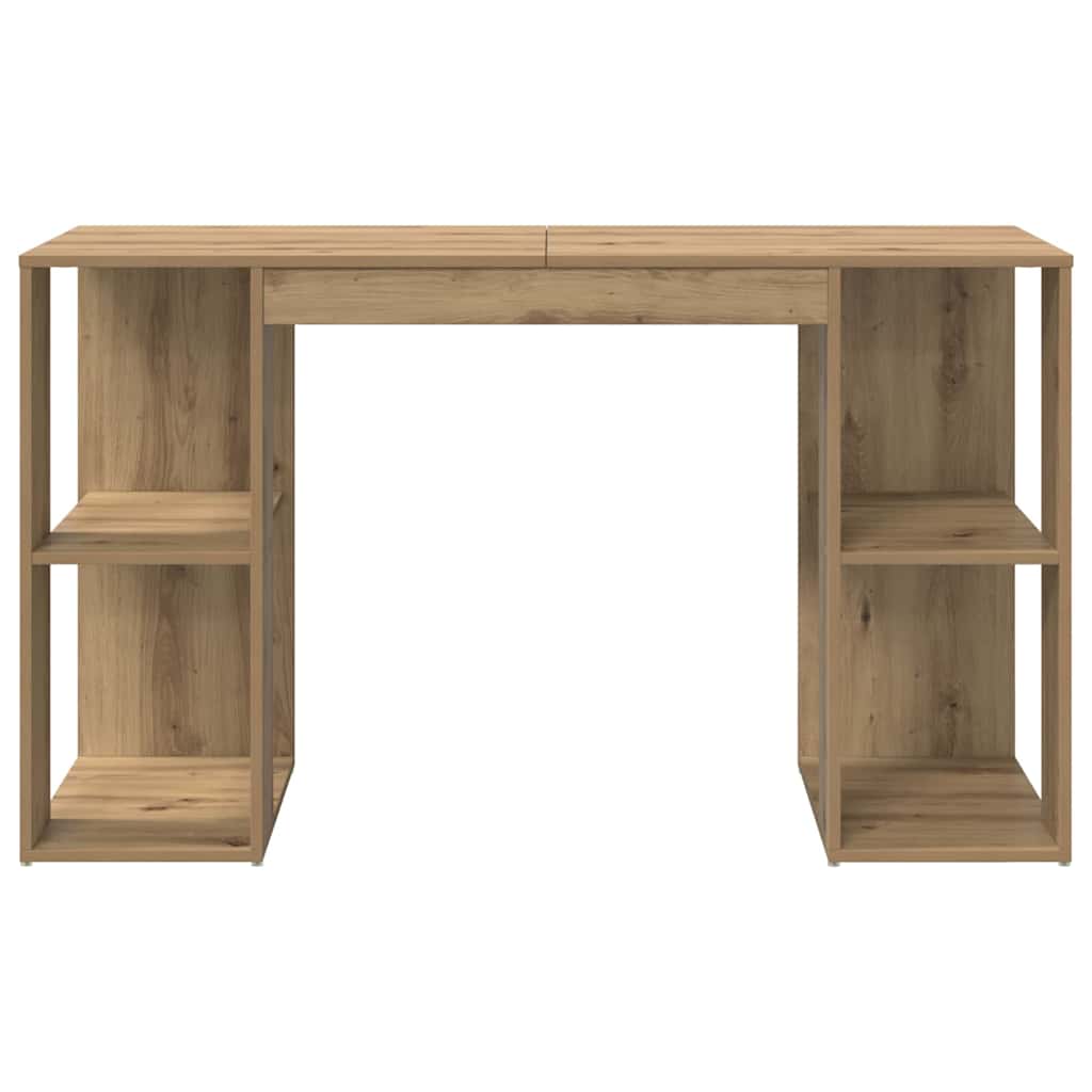 vidaXL Γραφείο με Αποθήκευση με ράφι artisan δρυς 130 x 50.5 x 75 εκ