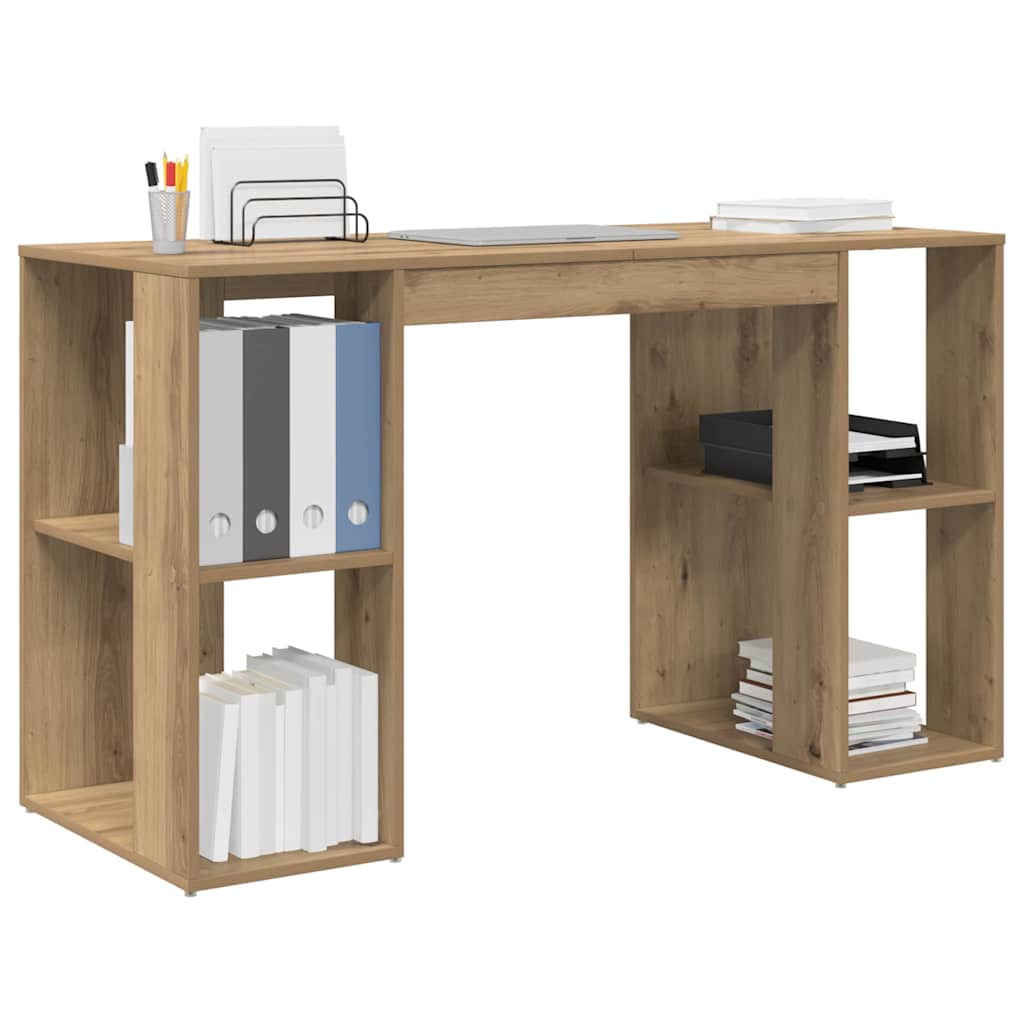 vidaXL Γραφείο με Αποθήκευση με ράφι artisan δρυς 130 x 50.5 x 75 εκ
