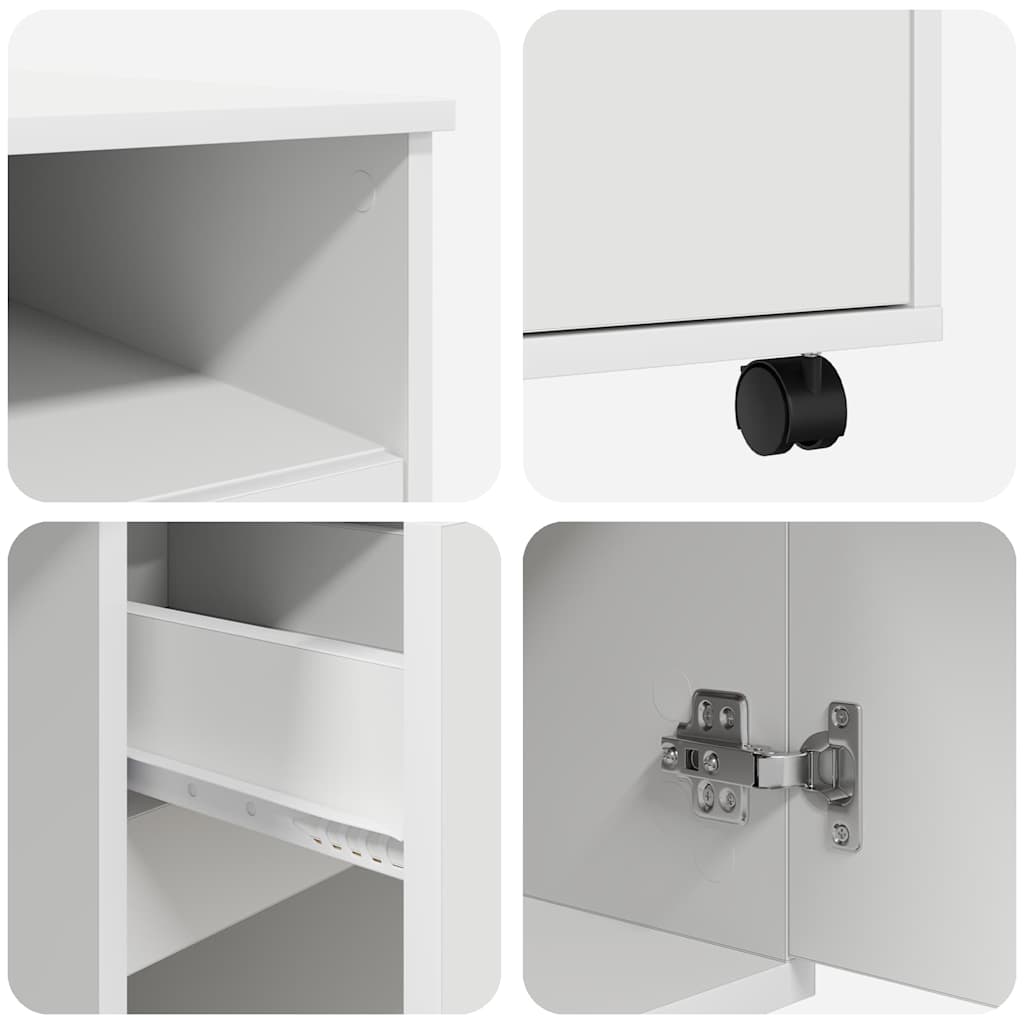 vidaXL Γραφείο με Ρόδες Λευκό 91 x 50 x 77 εκ. Επεξεργασμένο ξύλο