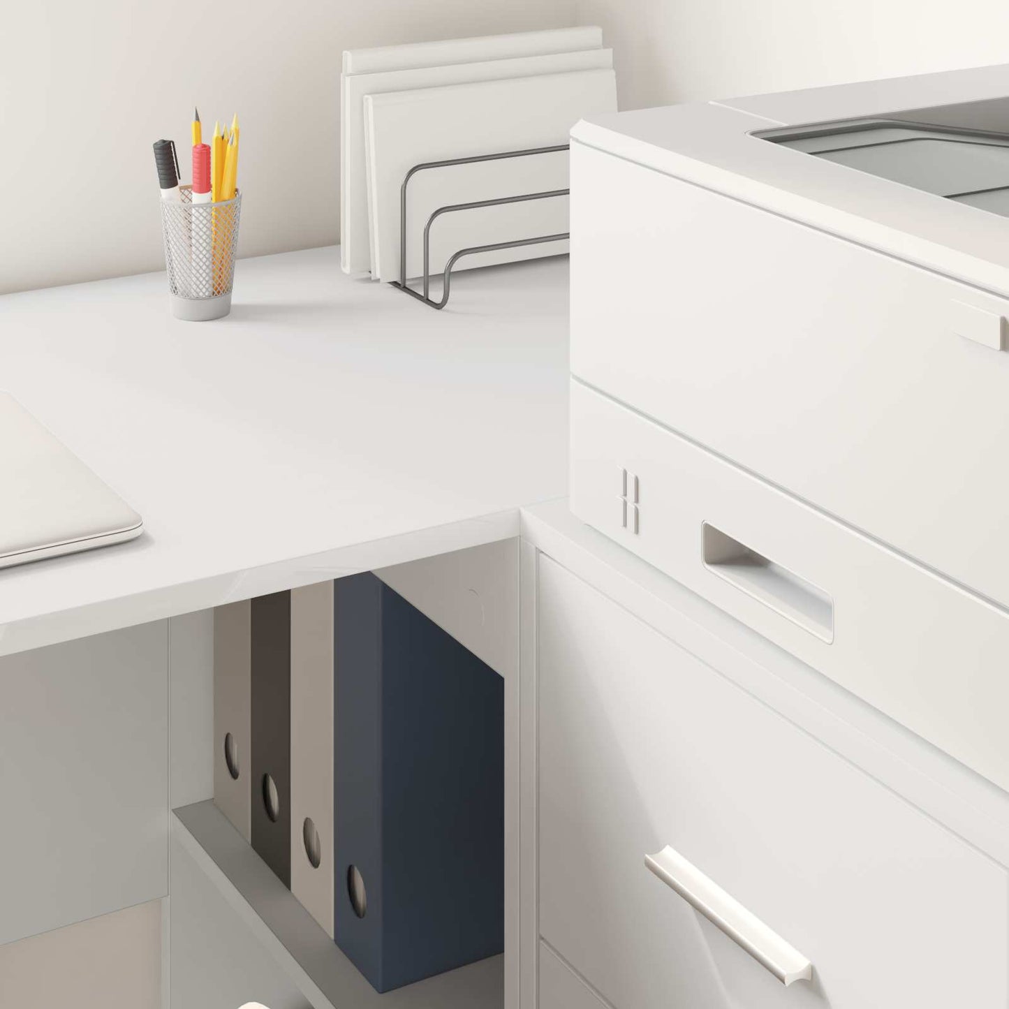 vidaXL Πλαϊνό γραφείο με συρτάρι Λευκό 38 x 34 x 75 εκ