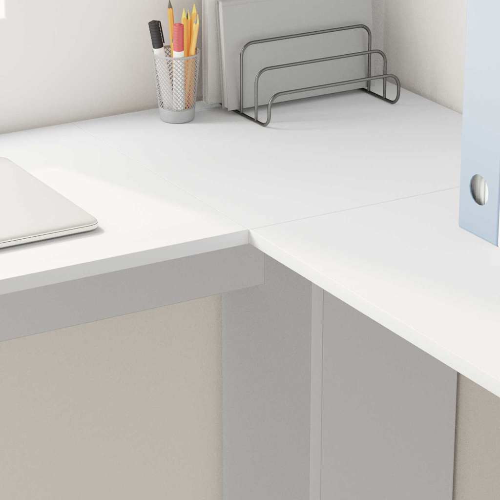 vidaXL Γωνιακό Γραφείο με Αποθήκη με ράφι Λευκό 140 x 113.5 x 75 εκ.