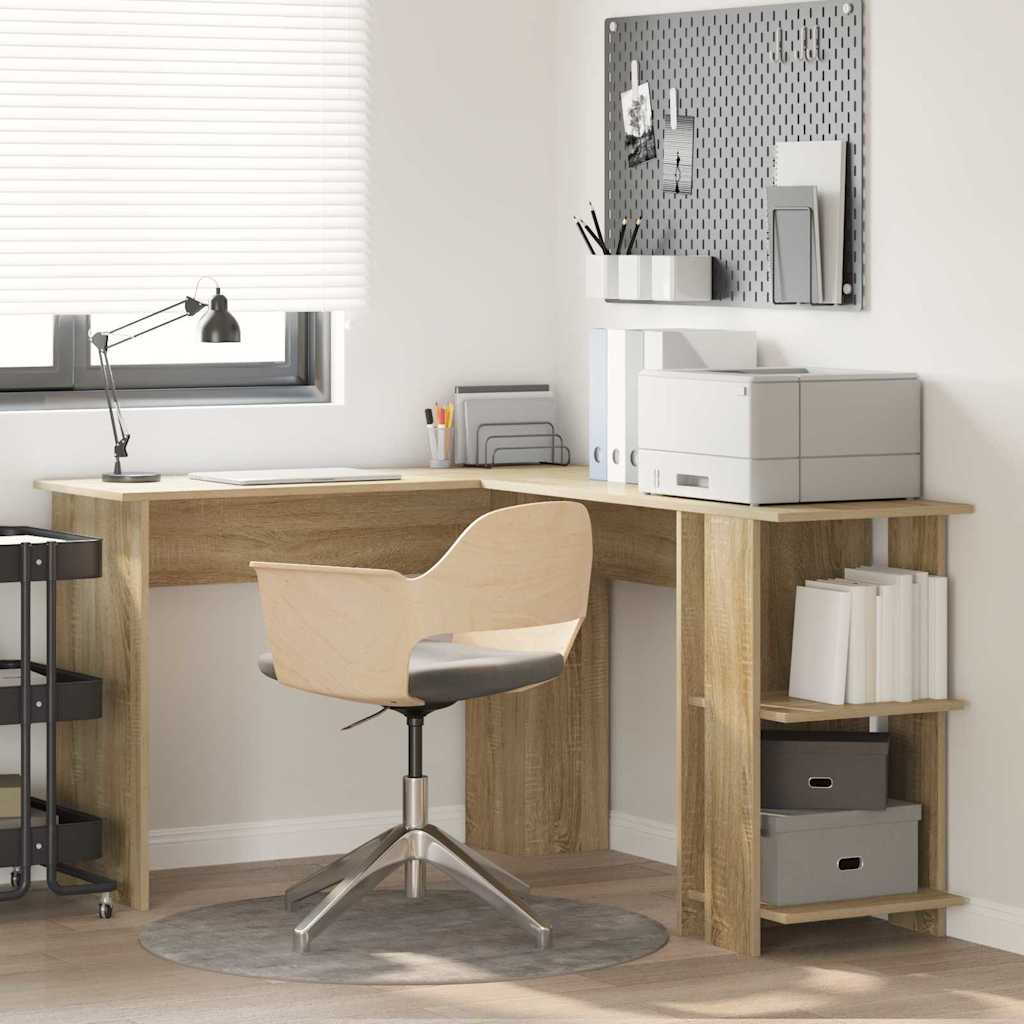 vidaXL Γωνιακό Γραφείο με Αποθήκη Sonoma Δρυς 140 x 113.5 x 75 εκ.