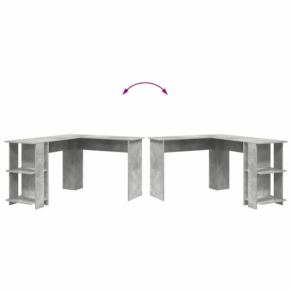 vidaXL Γωνιακό Γραφείο με Αποθήκη με ράφι Γκρι σκυροδέματος