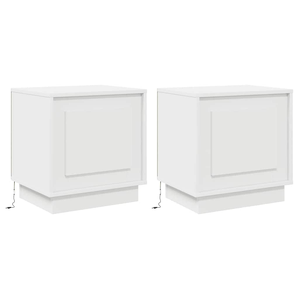 vidaXL Κομοδίνο με 2 pcs Λευκό 44 x 34.5 x 45 εκ Επεξεργασμένο ξύλο