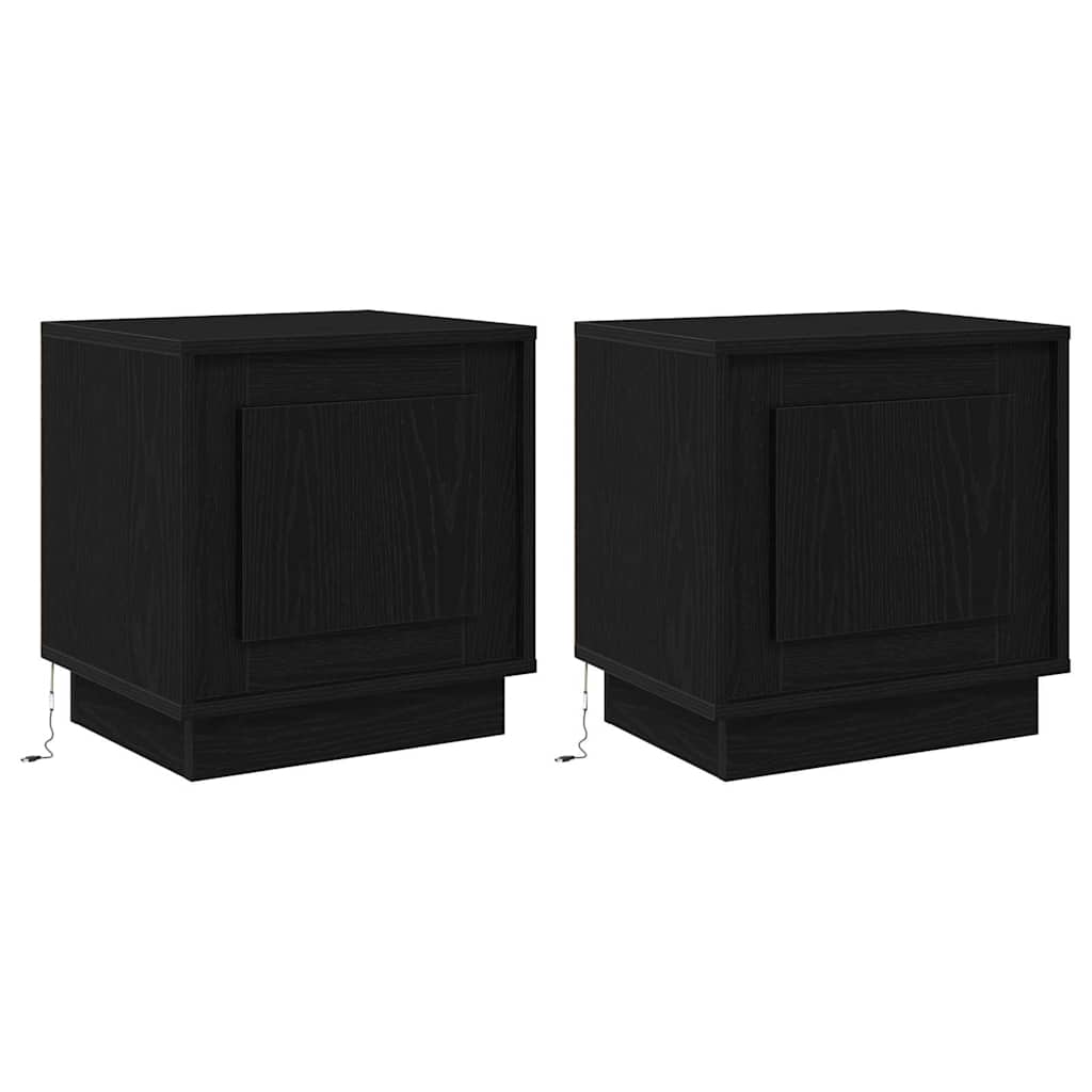 vidaXL Κομοδίνο με 2 pcs Μαύρο 44 x 34.5 x 45 εκ Επεξεργασμένο ξύλο