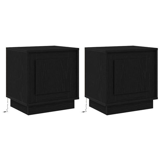 vidaXL Κομοδίνο με 2 pcs Μαύρο 44 x 34.5 x 45 εκ Επεξεργασμένο ξύλο