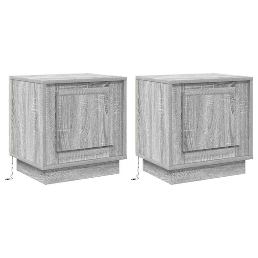 vidaXL Κομοδίνο με 2 pcs Γκρι 44 x 34.5 x 45 εκ Επεξεργασμένο ξύλο