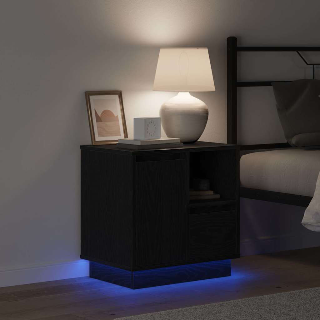vidaXL Κομοδίνο με συρτάρι Μαύρο 50 x 34.5 x 50 εκ. Επεξεργασμένο ξύλο