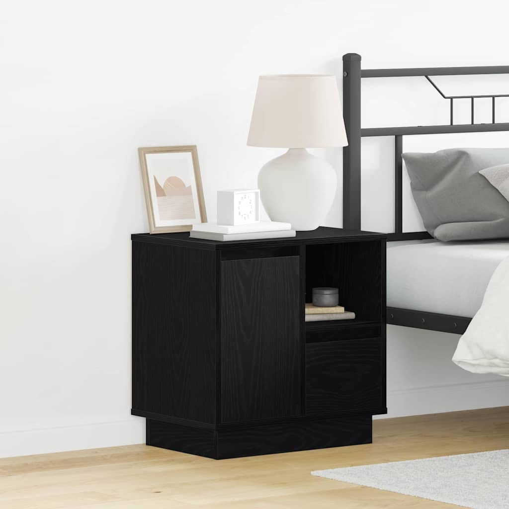 vidaXL Κομοδίνο με συρτάρι Μαύρο 50 x 34.5 x 50 εκ. Επεξεργασμένο ξύλο