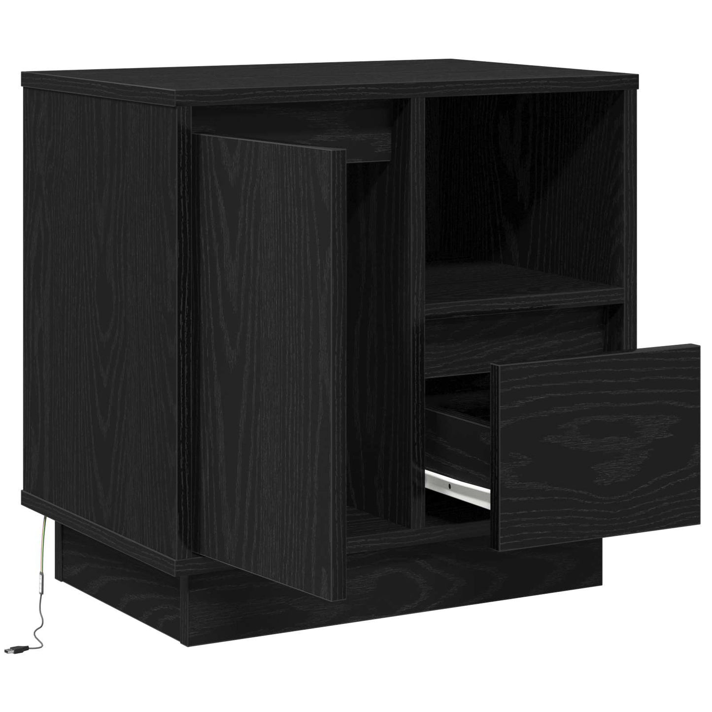 vidaXL Κομοδίνο με συρτάρι Μαύρο 50 x 34.5 x 50 εκ. Επεξεργασμένο ξύλο
