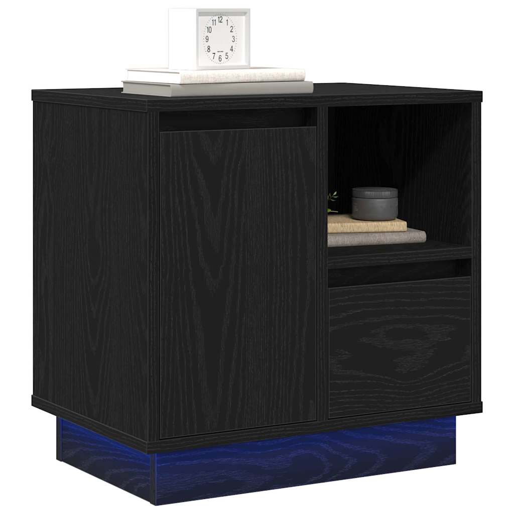 vidaXL Κομοδίνο με συρτάρι Μαύρο 50 x 34.5 x 50 εκ. Επεξεργασμένο ξύλο