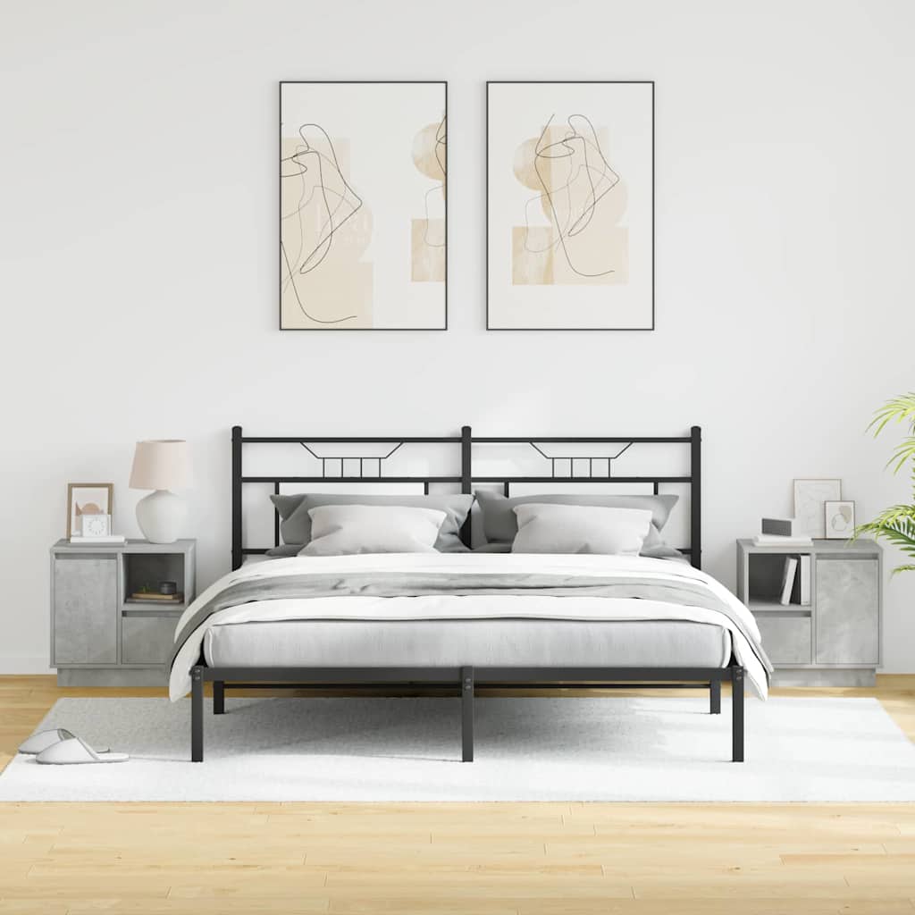 vidaXL Κομοδίνο με συρτάρι 2 pcs Γκρι σκυροδέματος 50 x 34.5 x 50 εκ.