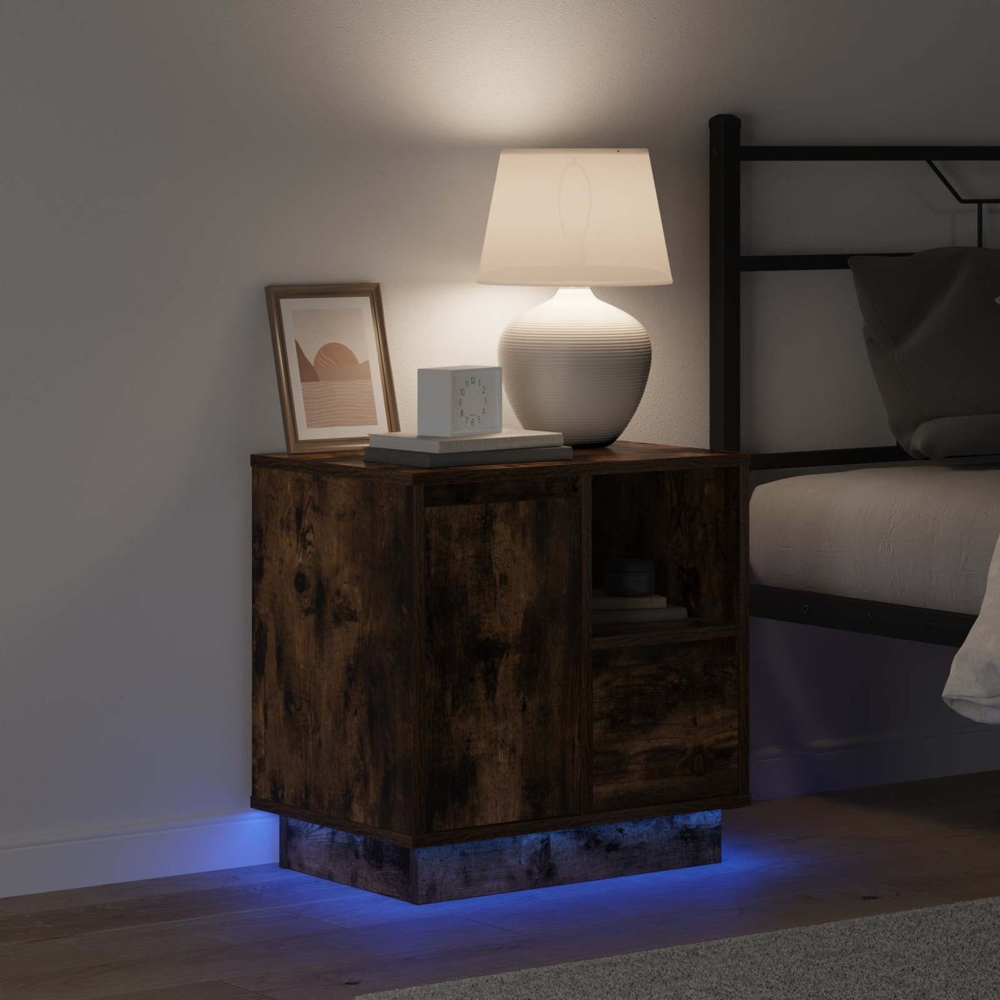 vidaXL Κομοδίνο με Καπνιστή δρυς 50 x 34.5 x 50 εκ. Επεξεργασμένο ξύλο