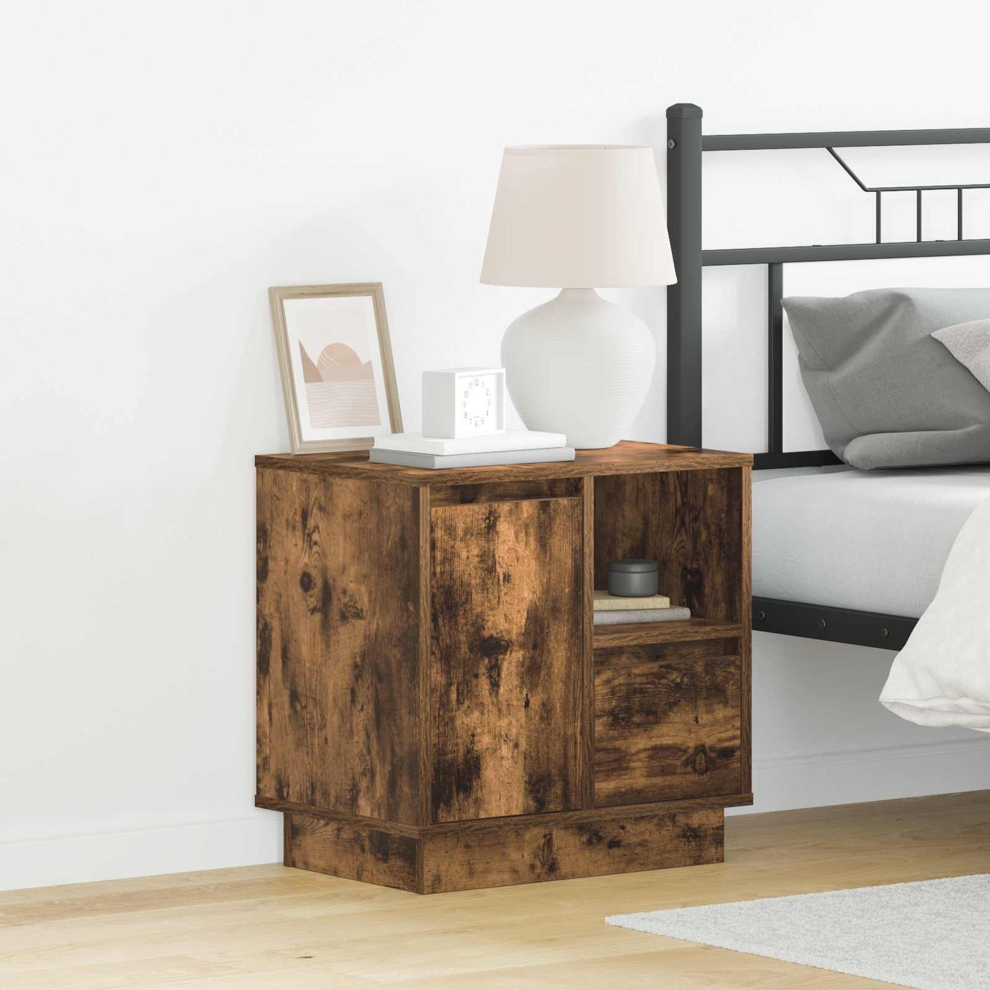 vidaXL Κομοδίνο με Καπνιστή δρυς 50 x 34.5 x 50 εκ. Επεξεργασμένο ξύλο