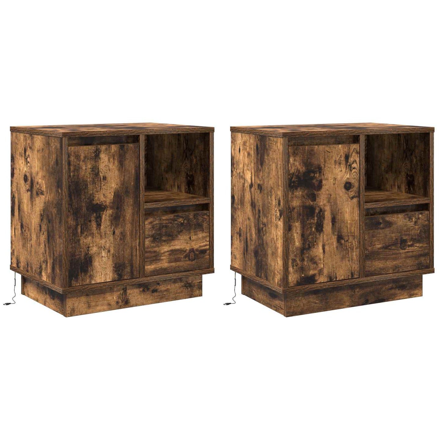 vidaXL Κομοδίνο με συρτάρι με 2 pcs Καπνιστή δρυς 50 x 34.5 x 50 εκ.