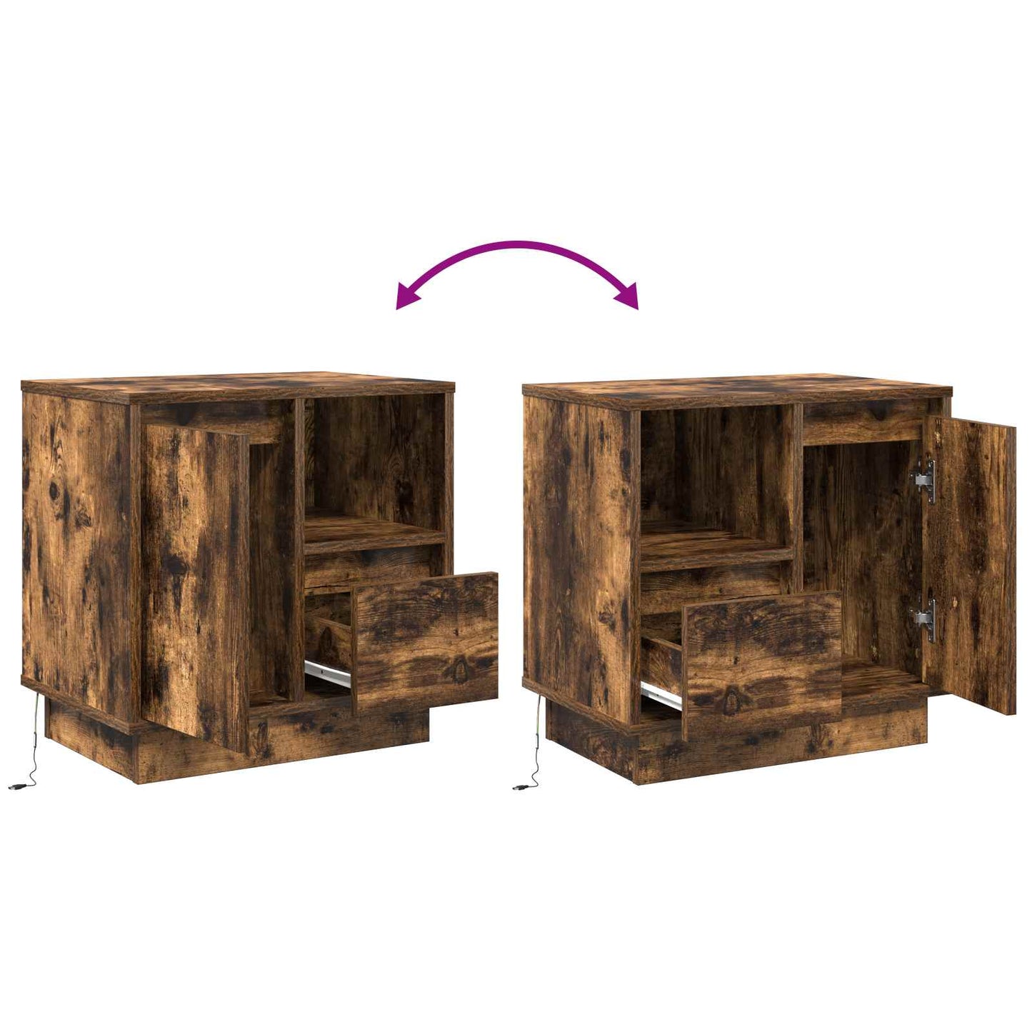 vidaXL Κομοδίνο με συρτάρι με 2 pcs Καπνιστή δρυς 50 x 34.5 x 50 εκ.