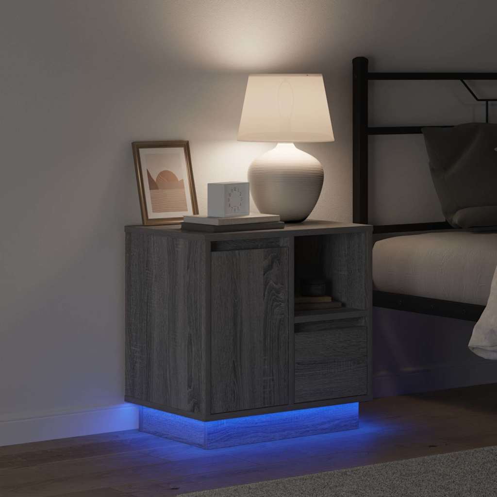 vidaXL Κομοδίνο με 2 pcs Γκρι 50 x 34.5 x 50 εκ. Επεξεργασμένο ξύλο