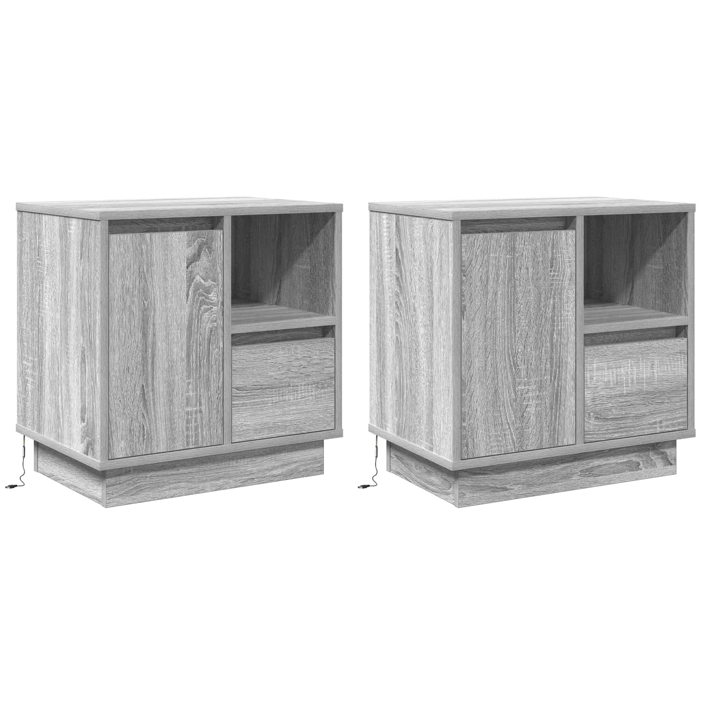 vidaXL Κομοδίνο με 2 pcs Γκρι 50 x 34.5 x 50 εκ. Επεξεργασμένο ξύλο