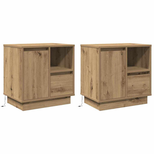 vidaXL Κομοδίνο με συρτάρι 2 pcs Artisan Oak 50 x 34,5 x 50 εκ.