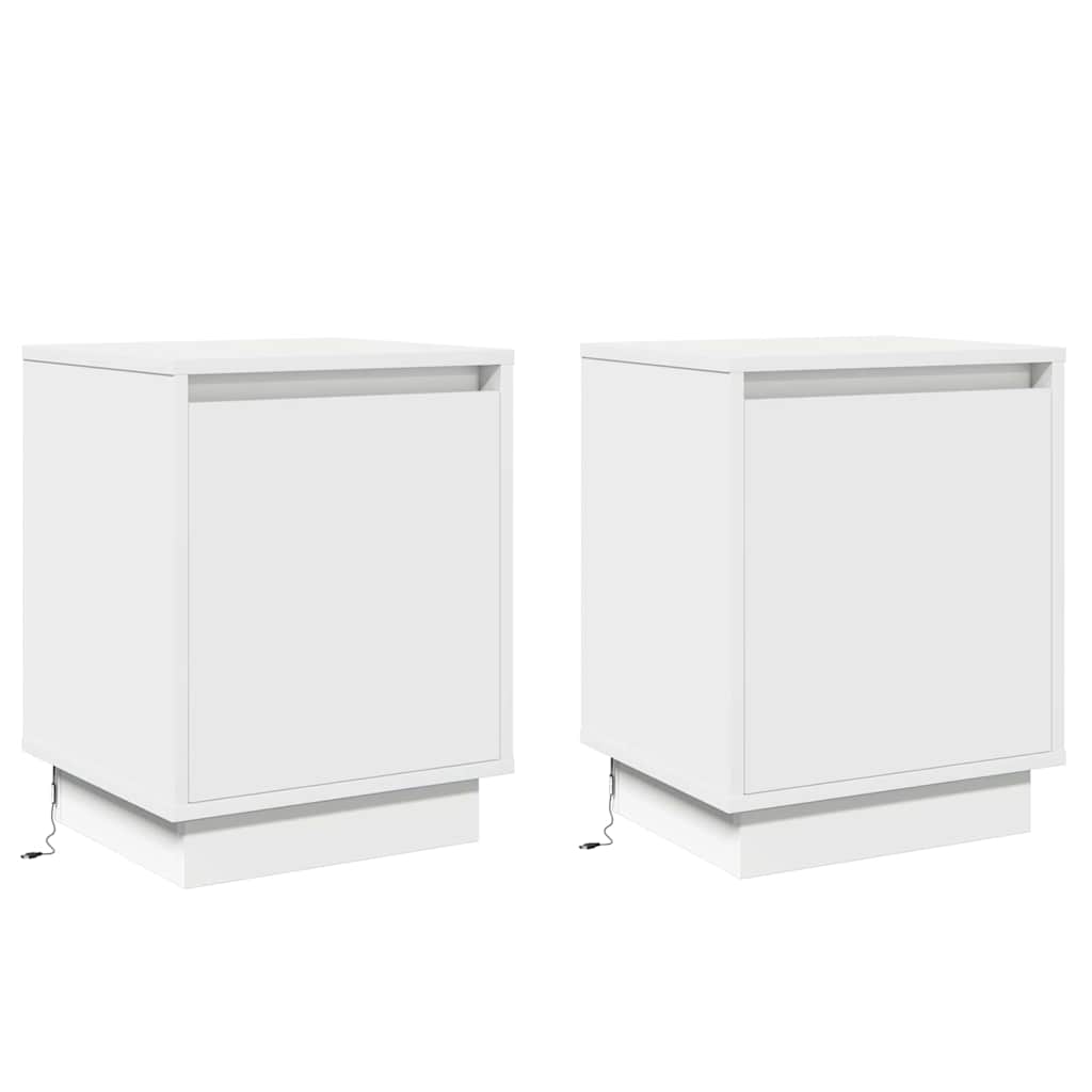 vidaXL Κομοδίνο με 2 pcs Λευκό 39 x 34.5 x 50 εκ. Επεξεργασμένο ξύλο